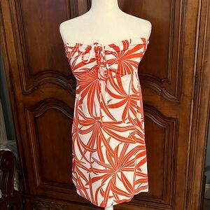 EUC Tommy Bahama Strapless Dress in Orange and White